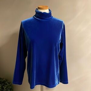 Vintage Lord and Taylor royal blue velvet velour super soft turtleneck top sz M